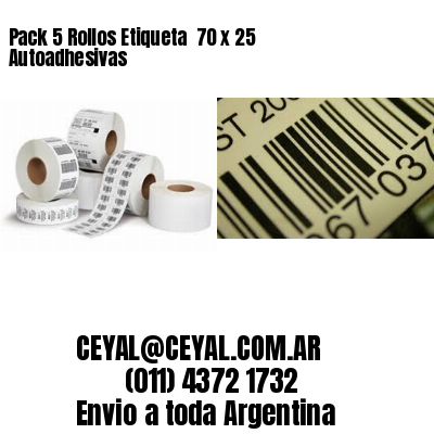 Pack 5 Rollos Etiqueta  70 x 25 Autoadhesivas