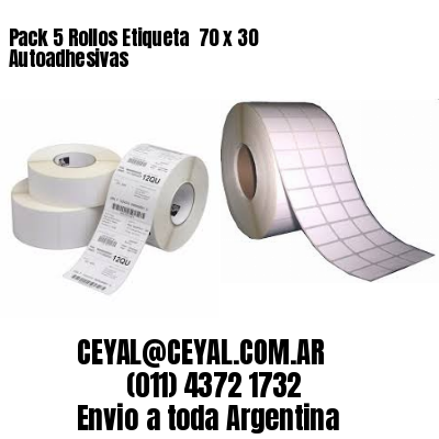 Pack 5 Rollos Etiqueta  70 x 30 Autoadhesivas