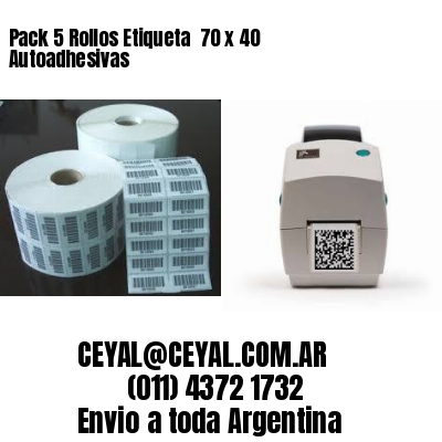Pack 5 Rollos Etiqueta  70 x 40 Autoadhesivas