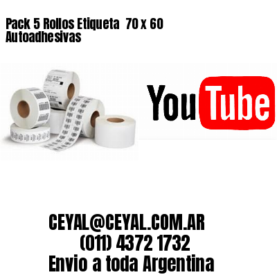 Pack 5 Rollos Etiqueta  70 x 60 Autoadhesivas