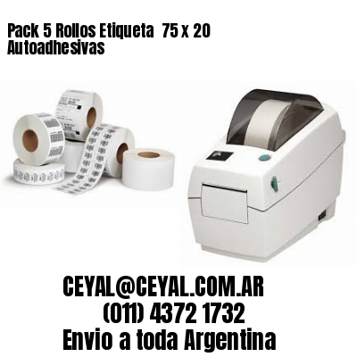Pack 5 Rollos Etiqueta  75 x 20 Autoadhesivas