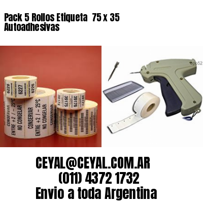 Pack 5 Rollos Etiqueta  75 x 35 Autoadhesivas