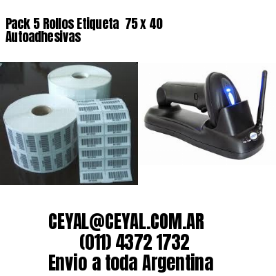 Pack 5 Rollos Etiqueta  75 x 40 Autoadhesivas