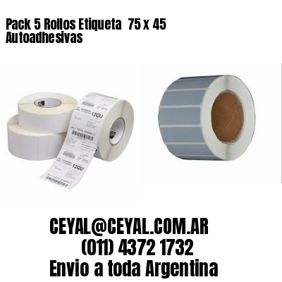 Pack 5 Rollos Etiqueta  75 x 45 Autoadhesivas