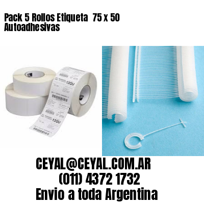 Pack 5 Rollos Etiqueta  75 x 50 Autoadhesivas