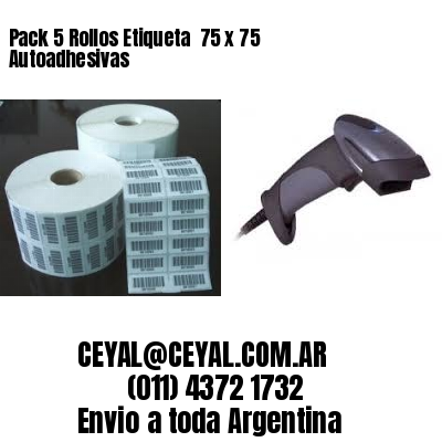 Pack 5 Rollos Etiqueta  75 x 75 Autoadhesivas