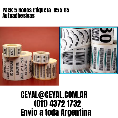 Pack 5 Rollos Etiqueta  85 x 65 Autoadhesivas