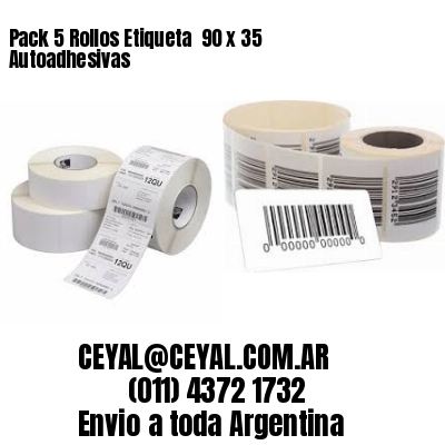 Pack 5 Rollos Etiqueta  90 x 35 Autoadhesivas