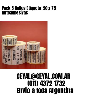 Pack 5 Rollos Etiqueta  90 x 75 Autoadhesivas