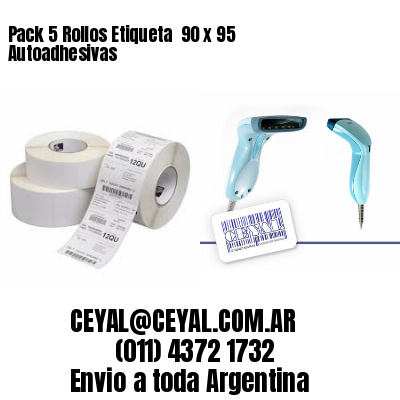 Pack 5 Rollos Etiqueta  90 x 95 Autoadhesivas