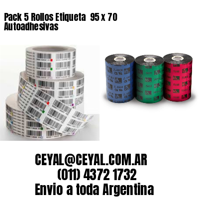 Pack 5 Rollos Etiqueta  95 x 70 Autoadhesivas