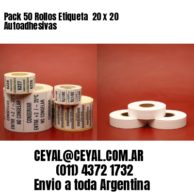Pack 50 Rollos Etiqueta  20 x 20 Autoadhesivas