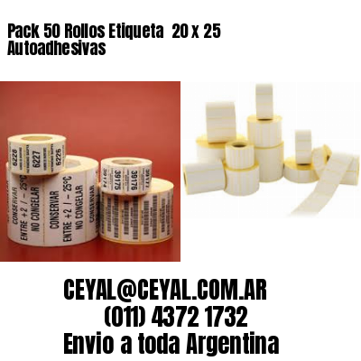 Pack 50 Rollos Etiqueta  20 x 25 Autoadhesivas
