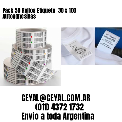 Pack 50 Rollos Etiqueta  30 x 100 Autoadhesivas
