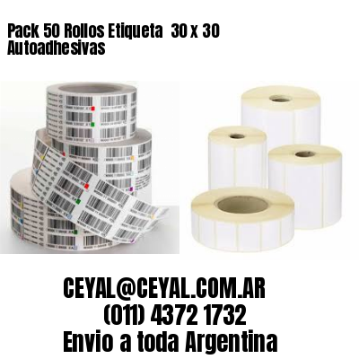 Pack 50 Rollos Etiqueta  30 x 30 Autoadhesivas