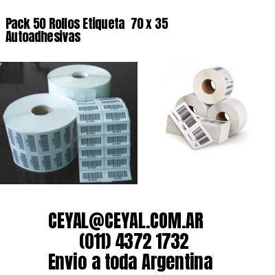 Pack 50 Rollos Etiqueta  70 x 35 Autoadhesivas