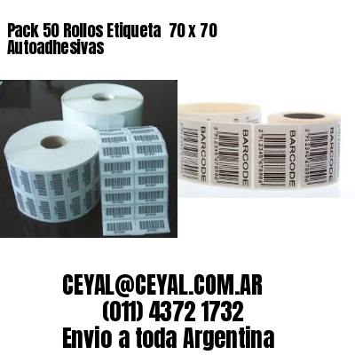 Pack 50 Rollos Etiqueta  70 x 70 Autoadhesivas