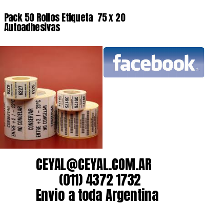 Pack 50 Rollos Etiqueta  75 x 20 Autoadhesivas