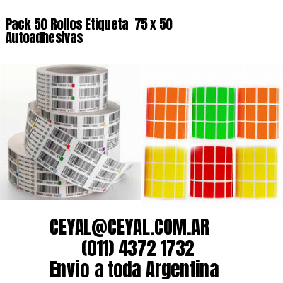 Pack 50 Rollos Etiqueta  75 x 50 Autoadhesivas