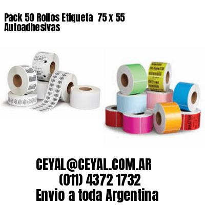 Pack 50 Rollos Etiqueta  75 x 55 Autoadhesivas