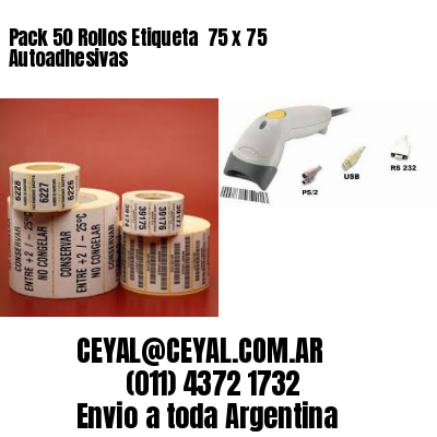 Pack 50 Rollos Etiqueta  75 x 75 Autoadhesivas
