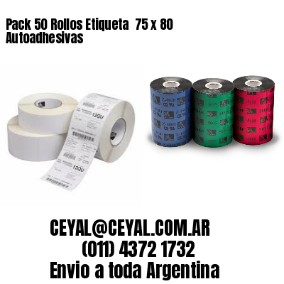 Pack 50 Rollos Etiqueta  75 x 80 Autoadhesivas