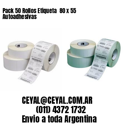 Pack 50 Rollos Etiqueta  80 x 55 Autoadhesivas