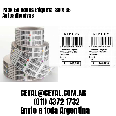 Pack 50 Rollos Etiqueta  80 x 65 Autoadhesivas