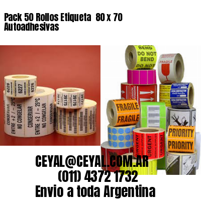 Pack 50 Rollos Etiqueta  80 x 70 Autoadhesivas
