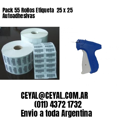 Pack 55 Rollos Etiqueta  25 x 25 Autoadhesivas