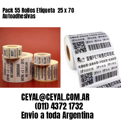 Pack 55 Rollos Etiqueta  25 x 70 Autoadhesivas
