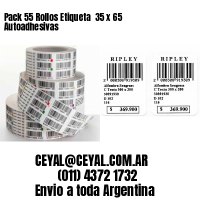 Pack 55 Rollos Etiqueta  35 x 65 Autoadhesivas