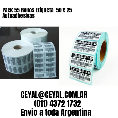 Pack 55 Rollos Etiqueta  50 x 25 Autoadhesivas