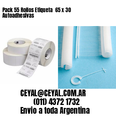 Pack 55 Rollos Etiqueta  65 x 30 Autoadhesivas