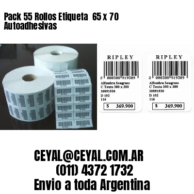 Pack 55 Rollos Etiqueta  65 x 70 Autoadhesivas