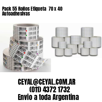 Pack 55 Rollos Etiqueta  70 x 40 Autoadhesivas