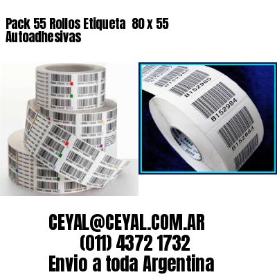 Pack 55 Rollos Etiqueta  80 x 55 Autoadhesivas