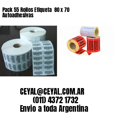 Pack 55 Rollos Etiqueta  80 x 70 Autoadhesivas