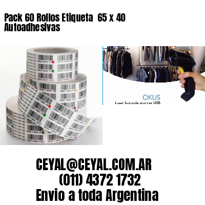 Pack 60 Rollos Etiqueta  65 x 40 Autoadhesivas