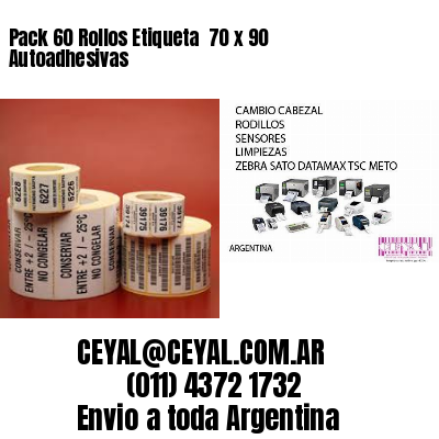 Pack 60 Rollos Etiqueta  70 x 90 Autoadhesivas
