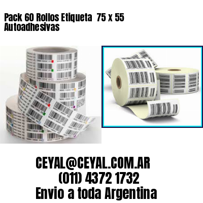 Pack 60 Rollos Etiqueta  75 x 55 Autoadhesivas