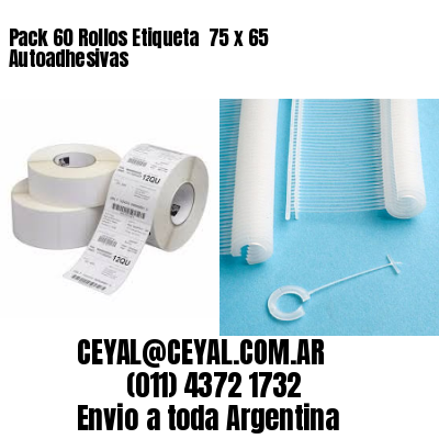 Pack 60 Rollos Etiqueta  75 x 65 Autoadhesivas