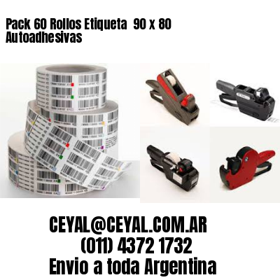 Pack 60 Rollos Etiqueta  90 x 80 Autoadhesivas