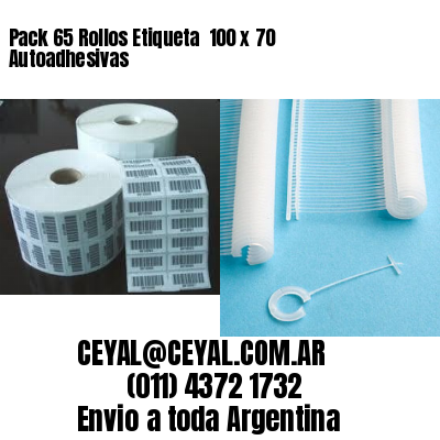 Pack 65 Rollos Etiqueta  100 x 70 Autoadhesivas