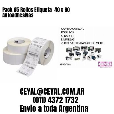 Pack 65 Rollos Etiqueta  40 x 80 Autoadhesivas