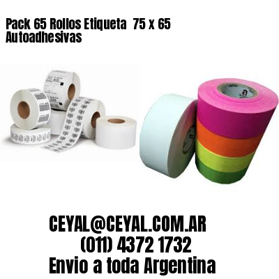 Pack 65 Rollos Etiqueta  75 x 65 Autoadhesivas