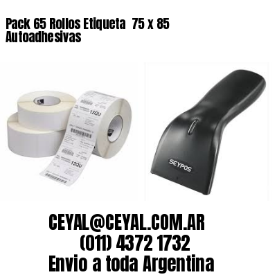 Pack 65 Rollos Etiqueta  75 x 85 Autoadhesivas