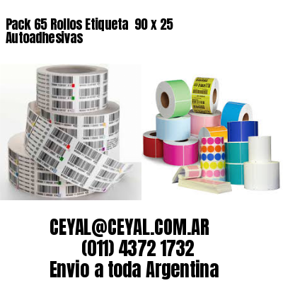 Pack 65 Rollos Etiqueta  90 x 25 Autoadhesivas