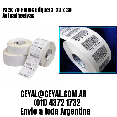 Pack 70 Rollos Etiqueta  20 x 30 Autoadhesivas