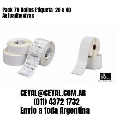 Pack 70 Rollos Etiqueta  20 x 40 Autoadhesivas